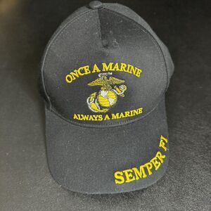 Once a Marine Always a Marine Semper‎ Fi Unisex Baseball Cap Black Snapback Hat